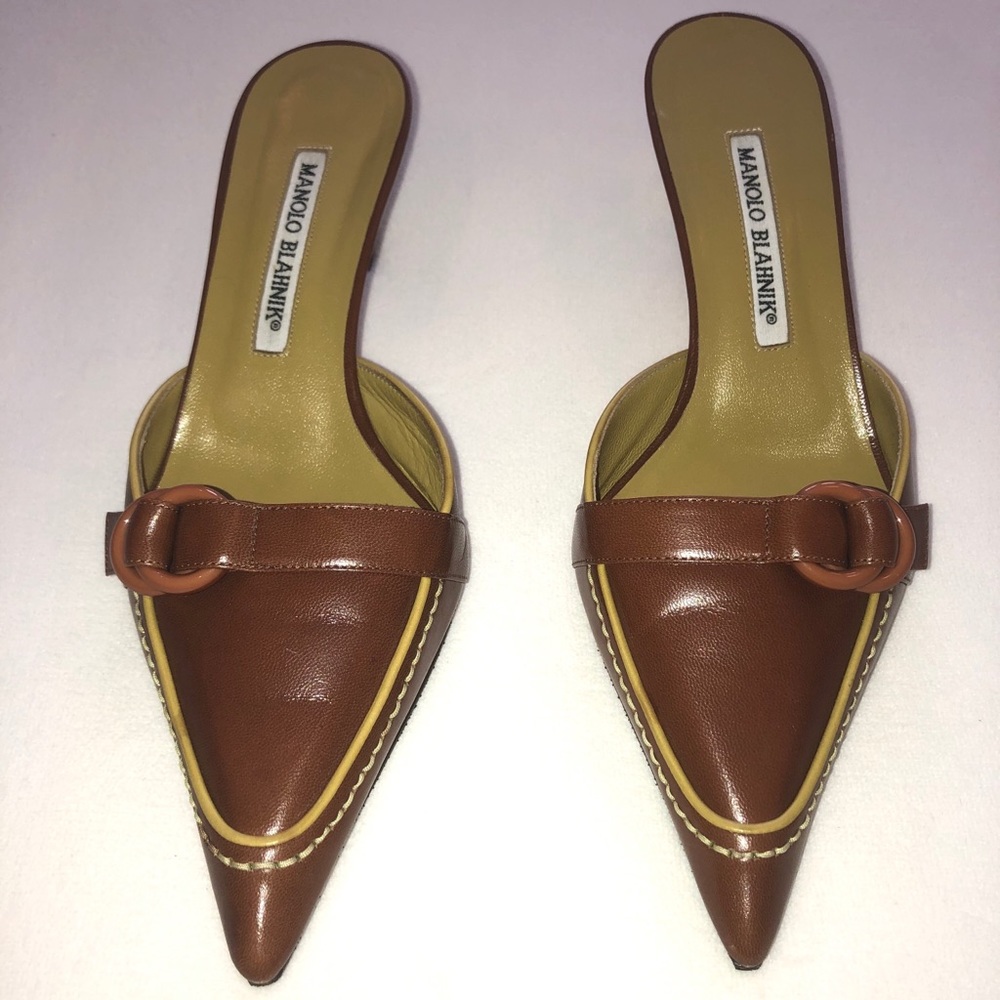 Manolo Blahnik kitten heel mules